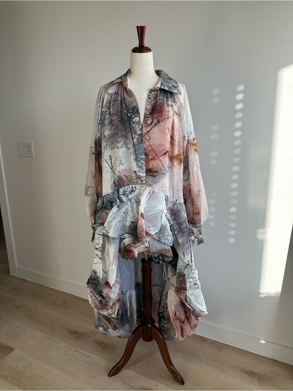 Aje MIETTE MAXI DRESS Abstract Ruffled High-Low Dress
